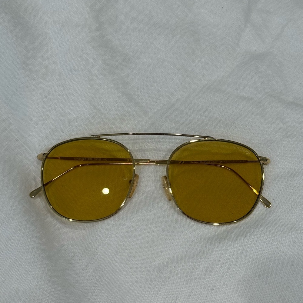 Illesteva Mykonos Gold Aviator Sunglasses with Yellow Lenses